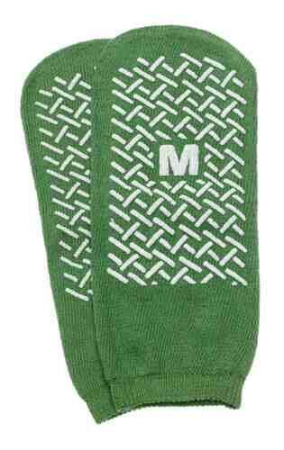 Slipper Socks; Med Green Pair Mens 5-6  Wms 6-7 Child 7-11