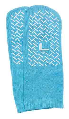 Slipper Socks; Large Sky Blue Pair  Mens 7-9   Wms 8-10