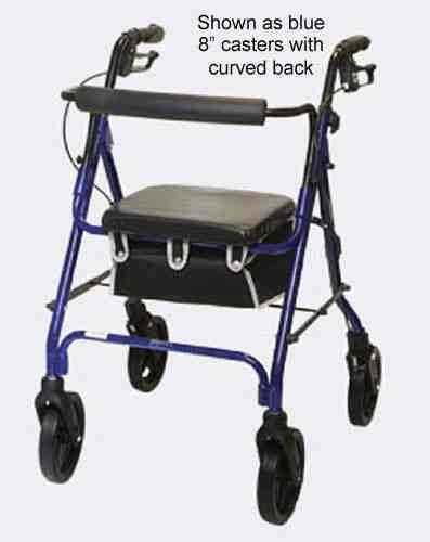 Rollator w/8  Casters  Blue w/Padded Seat -PMI