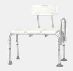 Transfer Bench Plastic--White 3-Section with Backrest- PMI