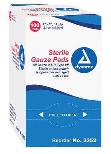 Gauze Sponges Sterile- 1s 2 X 2 -12ply Bx/100