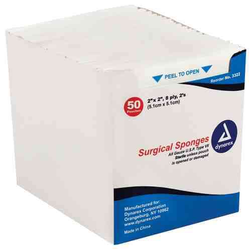 Gauze Sponges Sterile 2s 4 X 4 -8ply (25-2s per tray)