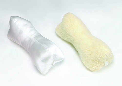 Bone Neck Rest Pillow w/ White Satin Cover