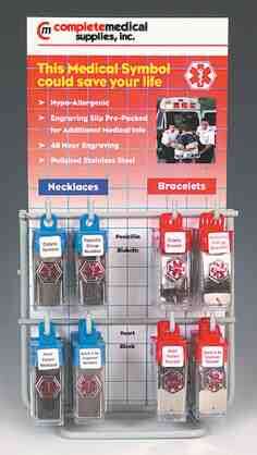 Medical Identification Jewelry 24pc  with Display Rack