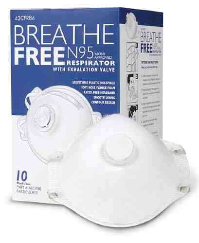 N95 Respirator Mask w/Valve Breathe-Free  Bx/10