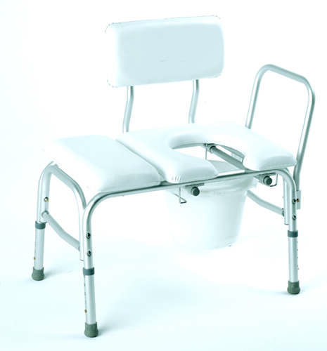 Bathtub Transfer Bench  Vinyl Padded  w/ Cut-out & Pail