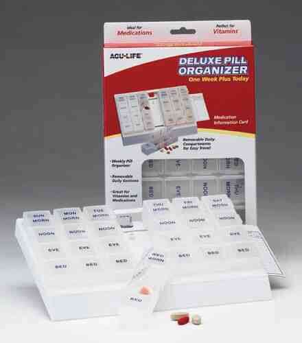 Deluxe Pill Organizer w/28 Com One Week Plus Today